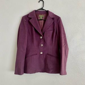 Eddie Bauer Womens Blazer Size Medium Wool/Angora Rabbit Hair Purple Chic Career